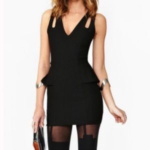 NASTY GAL Black Fitted Peplum Mini Dress